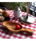 Little olive wood bowl with handle, individually formed