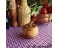 olive wood pot in apple shape