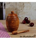 olive wood Honey pot inclusive honey dipper